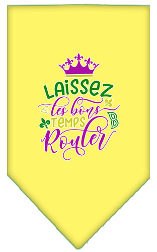 Laissez Les Bons Temps Rouler Screen Print Mardi Gras Bandana Yellow Small